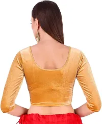 Elegant Golden Velvet Solid Stitched Blouse For Women-thumb1