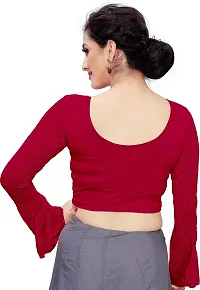 Elegant Maroon Cotton Blend Solid Stitched Blouse For Women-thumb1