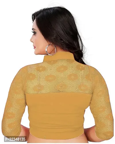 Elegant Golden Cotton Blend Solid Stitched Blouse For Women-thumb2