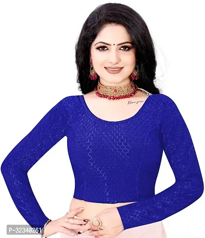 Elegant Blue Cotton Blend Solid Stitched Blouse For Women-thumb0