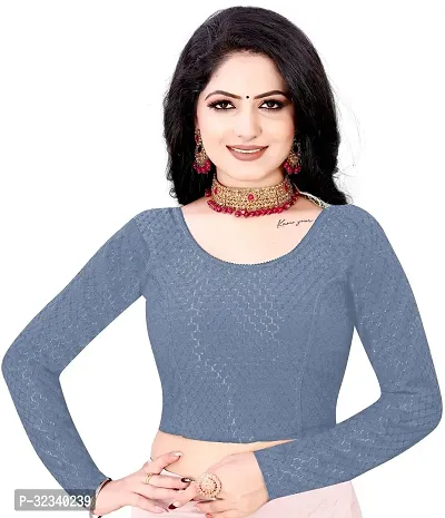 Elegant Grey Cotton Blend Solid Stitched Blouse For Women-thumb0