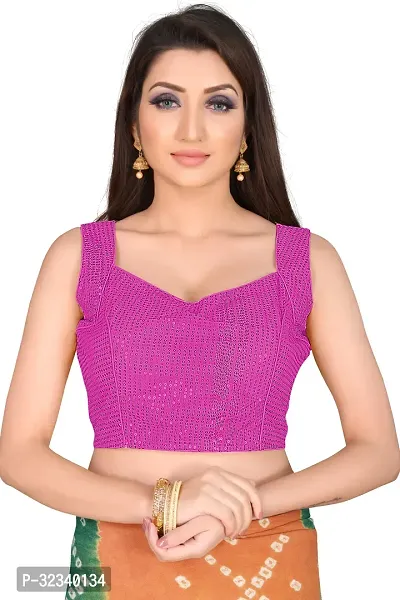 Elegant Purple Jaquard Solid Stitched Blouse For Women-thumb0