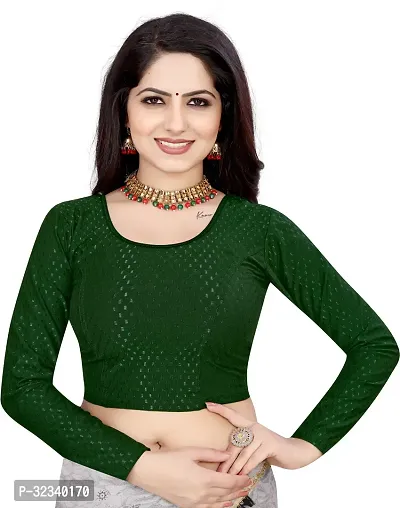 Elegant Green Cotton Blend Solid Stitched Blouse For Women-thumb0