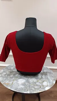 Elegant Red Lycra Solid Stitched Blouse For Women-thumb1