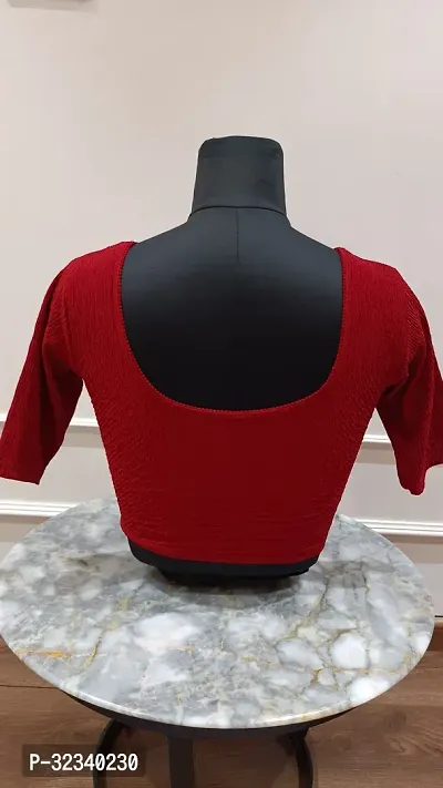 Elegant Red Lycra Solid Stitched Blouse For Women-thumb2