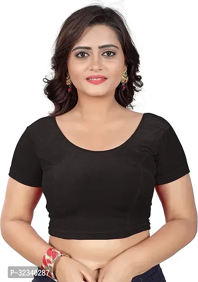 Elegant Black Velvet Solid Stitched Blouse For Women