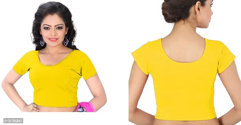 Stylish Yellow Cotton Blend Blouses For Women-thumb3