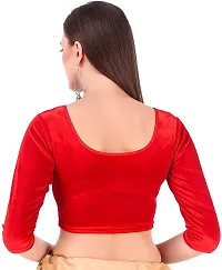 Elegant Red Velvet Solid Stitched Blouse For Women-thumb1