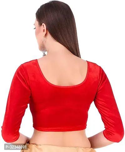 Elegant Red Velvet Solid Stitched Blouse For Women-thumb2