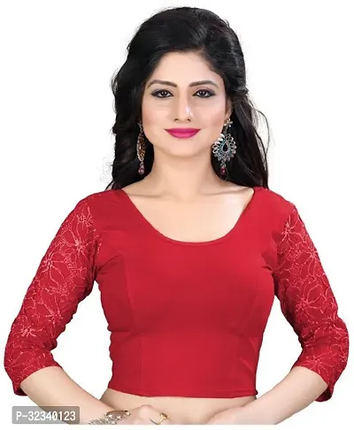 Elegant Red Cotton Blend Solid Stitched Blouse For Women-thumb0