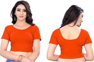 Stylish Orange Cotton Blend Blouses For Women-thumb2