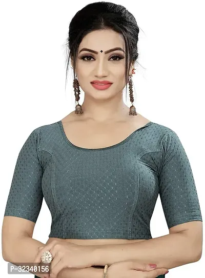 Elegant Grey Cotton Blend Solid Stitched Blouse For Women-thumb0