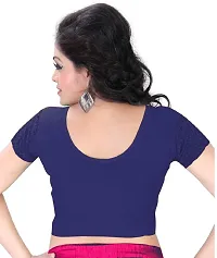 Stylish Navy Blue Cotton Blend Blouses For Women-thumb1