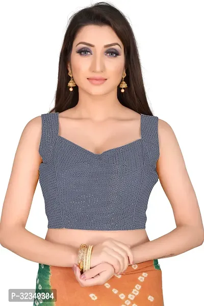 Elegant Grey Jaquard Solid Stitched Blouse For Women