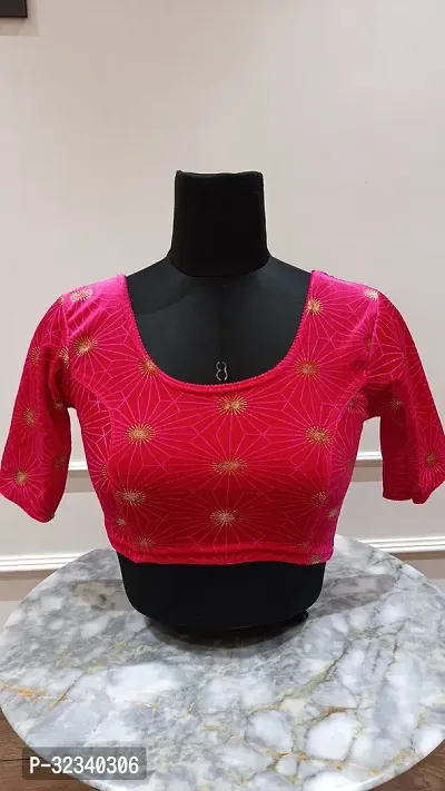 Elegant Pink Velvet Solid Stitched Blouse For Women