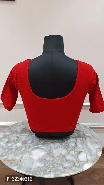 Elegant Red Lycra Solid Stitched Blouse For Women-thumb2