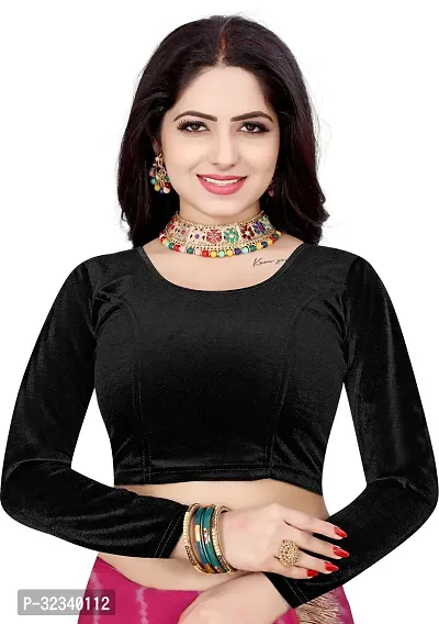 Elegant Black Cotton Blend Solid Stitched Blouse For Women-thumb0