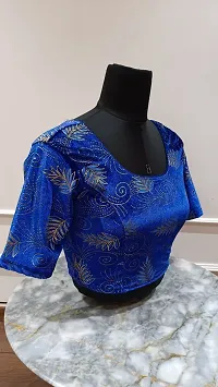 Stylish Blue Velvet Blouses For Women-thumb3