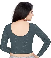 Elegant Grey Cotton Blend Solid Stitched Blouse For Women-thumb1