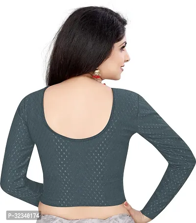 Elegant Grey Cotton Blend Solid Stitched Blouse For Women-thumb2