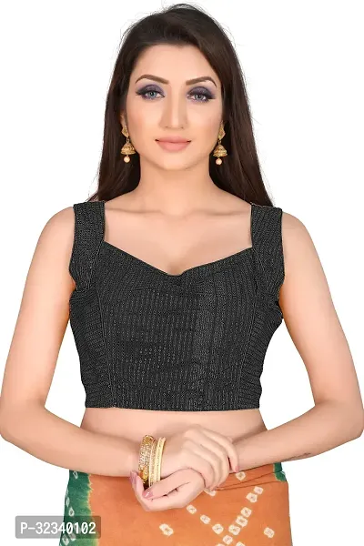 Elegant Black Jaquard Solid Stitched Blouse For Women