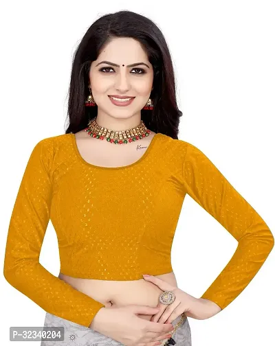 Elegant Yellow Cotton Blend Solid Stitched Blouse For Women