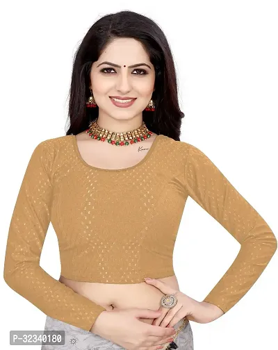 Elegant Golden Cotton Blend Solid Stitched Blouse For Women