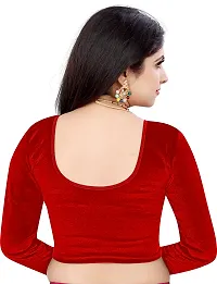 Elegant Red Cotton Blend Solid Stitched Blouse For Women-thumb1