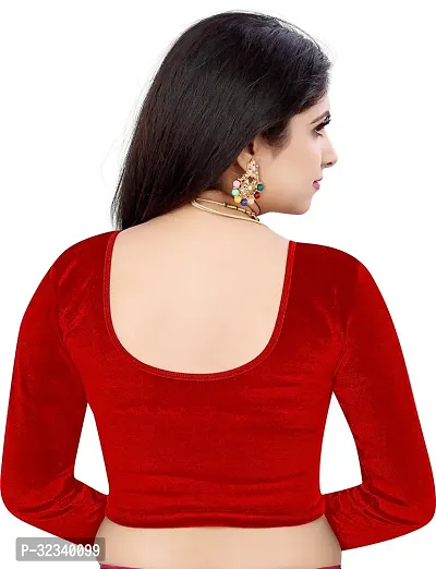 Elegant Red Cotton Blend Solid Stitched Blouse For Women-thumb2