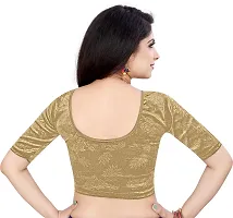 Elegant Golden Velvet Solid Stitched Blouse For Women-thumb1