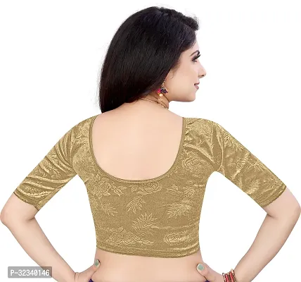 Elegant Golden Velvet Solid Stitched Blouse For Women-thumb2