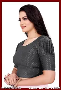 Elegant Grey Cotton Blend Solid Stitched Blouse For Women-thumb1