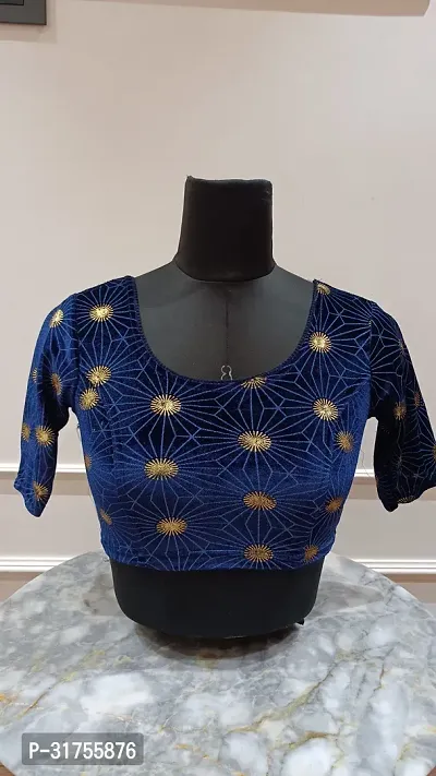 Stylish Navy Blue Velvet Blouses For Women