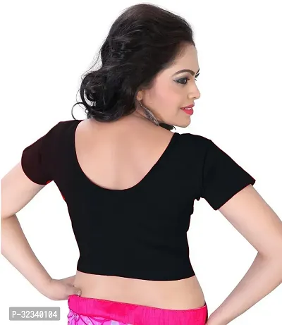 Elegant Black Cotton Blend Solid Stitched Blouse For Women-thumb2