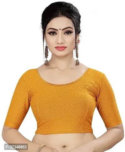 Elegant Orange Cotton Blend Solid Stitched Blouse For Women