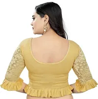 Elegant Golden Cotton Blend Solid Stitched Blouse For Women-thumb1