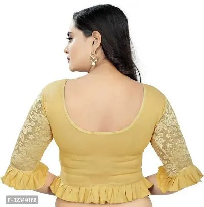 Elegant Golden Cotton Blend Solid Stitched Blouse For Women-thumb2