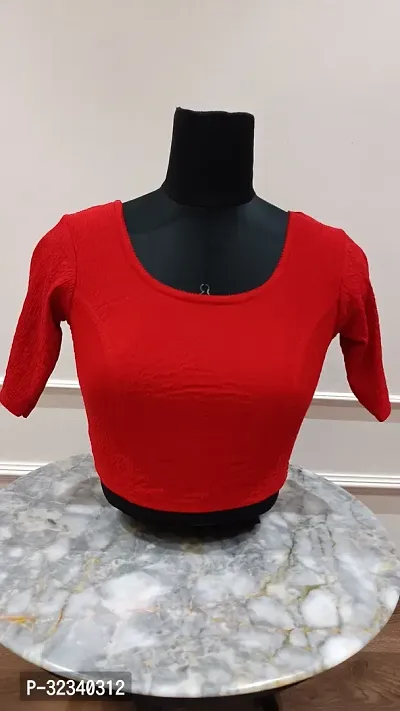 Elegant Red Lycra Solid Stitched Blouse For Women