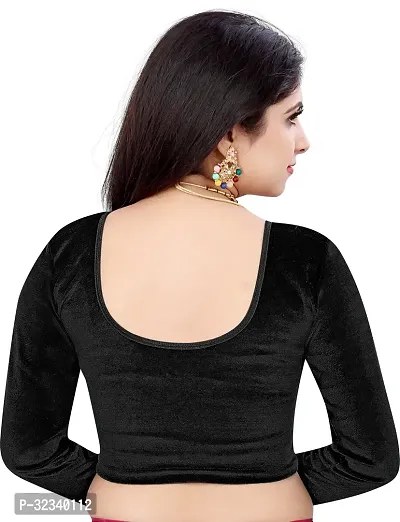 Elegant Black Cotton Blend Solid Stitched Blouse For Women-thumb2