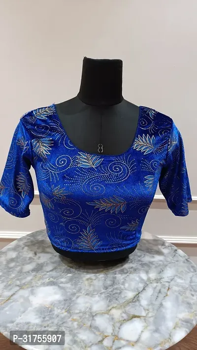 Stylish Blue Velvet Blouses For Women-thumb0