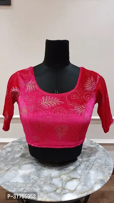 Stylish Pink Velvet Blouses For Women-thumb0