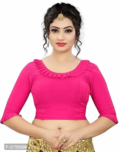 Stylish Pink Cotton Blend Blouses For Women