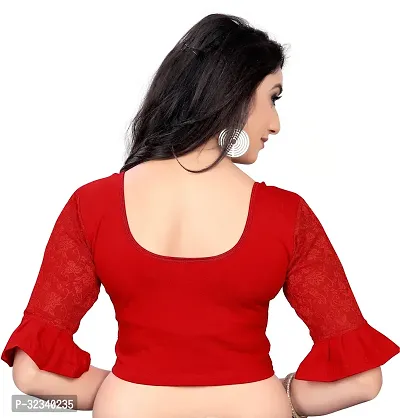 Elegant Red Cotton Blend Solid Stitched Blouse For Women-thumb2