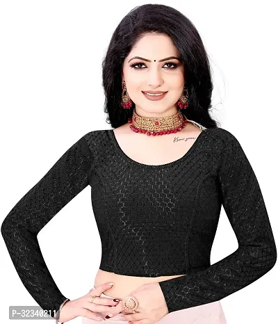 Elegant Black Cotton Blend Solid Stitched Blouse For Women