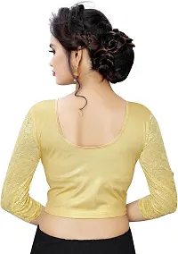 Elegant Golden Cotton Blend Solid Stitched Blouse For Women-thumb1