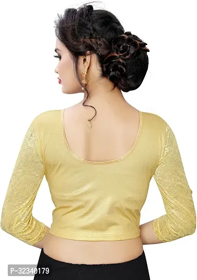 Elegant Golden Cotton Blend Solid Stitched Blouse For Women-thumb2