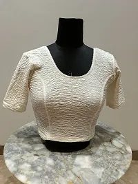 Stylish Off White Lycra Blouses For Women-thumb3