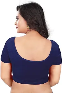 Elegant Navy Blue Velvet Solid Stitched Blouse For Women-thumb1