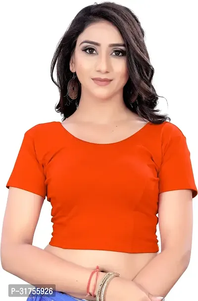 Stylish Orange Cotton Blend Blouses For Women-thumb0