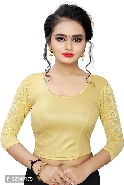 Elegant Golden Cotton Blend Solid Stitched Blouse For Women-thumb0